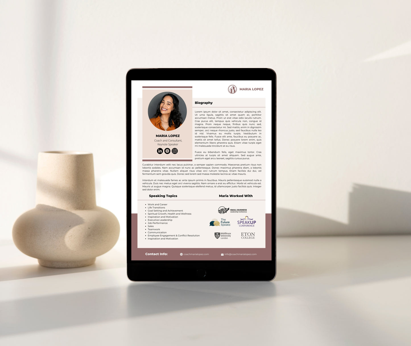 Speaker Sheet Template | Canva Press Kit Template for Speakers | Speaker Media Kit Template | Speaker EPK