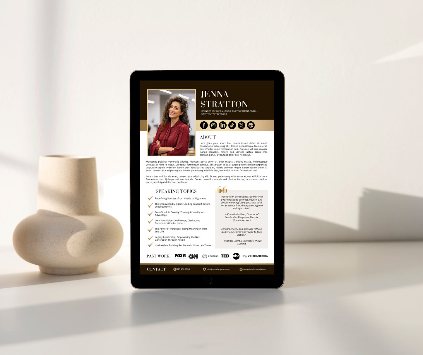 Editable Speaker One Sheet Canva Template, Professional Media Kit for Speakers, Press Kit, Conference Media Kit Template, Speaker Sheet