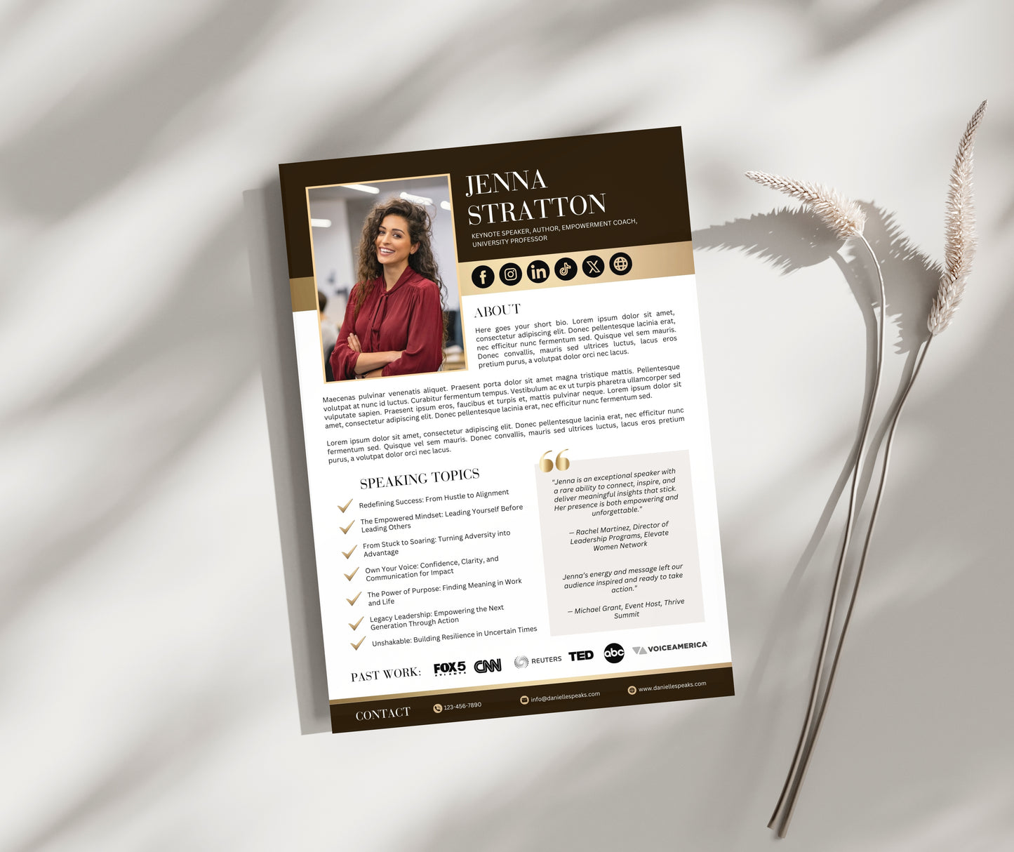 Editable Speaker One Sheet Canva Template, Professional Media Kit for Speakers, Press Kit, Conference Media Kit Template, Speaker Sheet