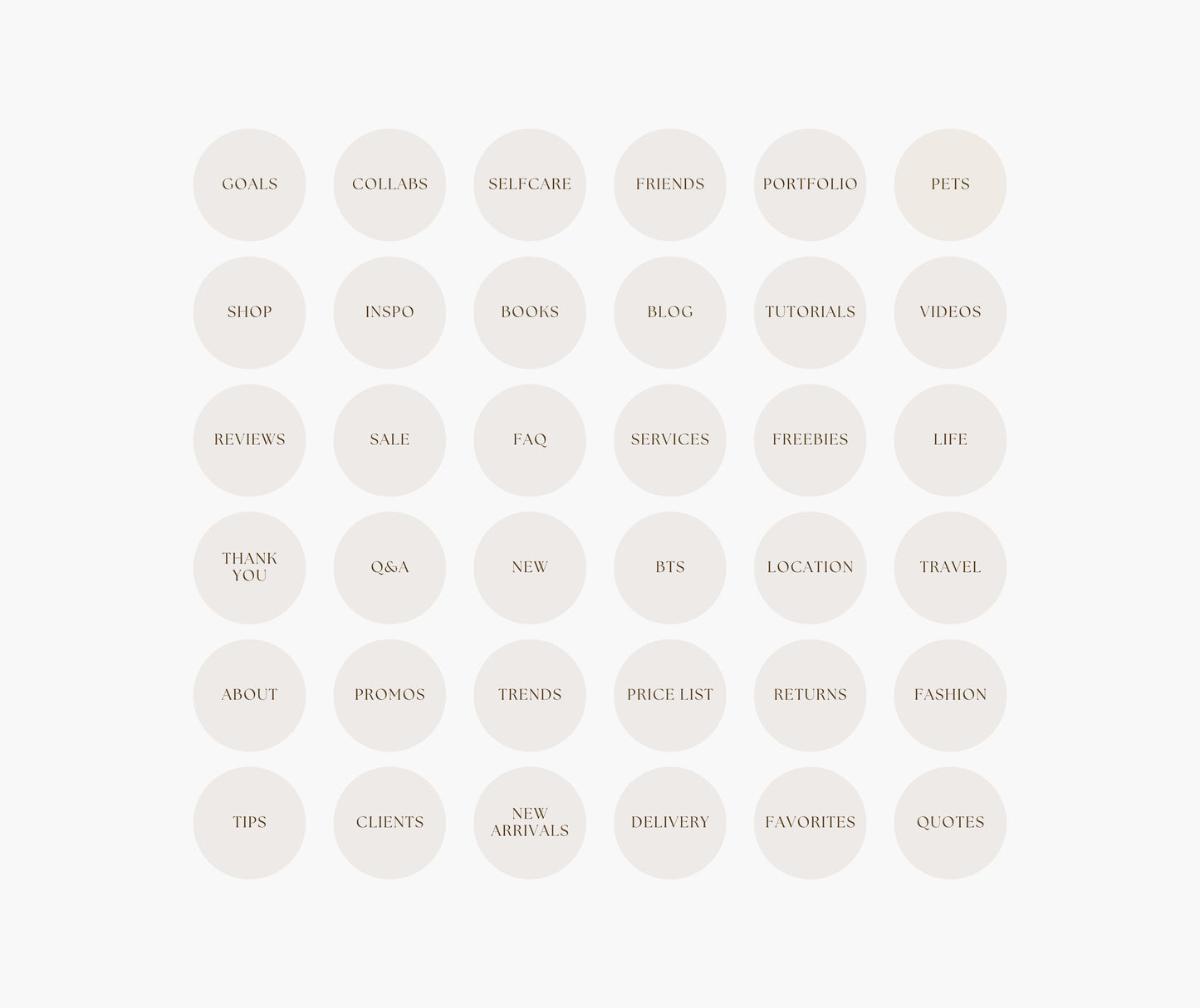 Custom Instagram Highlight Cover Templates | Beige and Brown Aesthetic Highlight | Text Highlight Covers for Business & Influencers