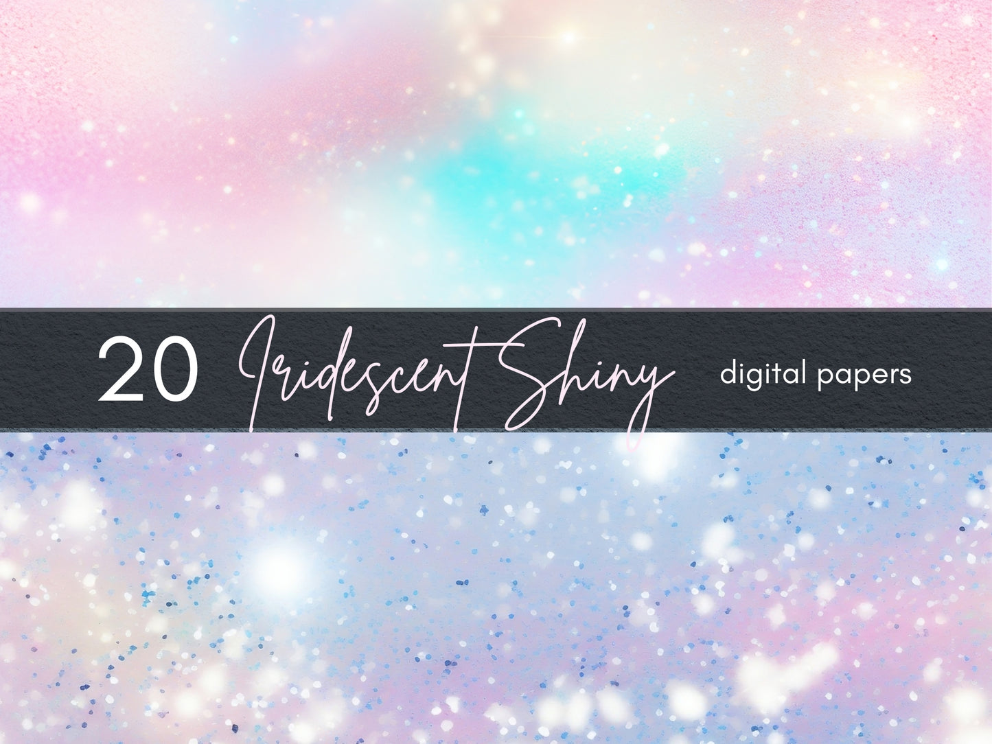 Iridescent Shiny Seamless Digital Paper, Bokeh and Glitter Backgrounds, Rainbow Sparkle Backgrounds, Instant Download for Commercial Use