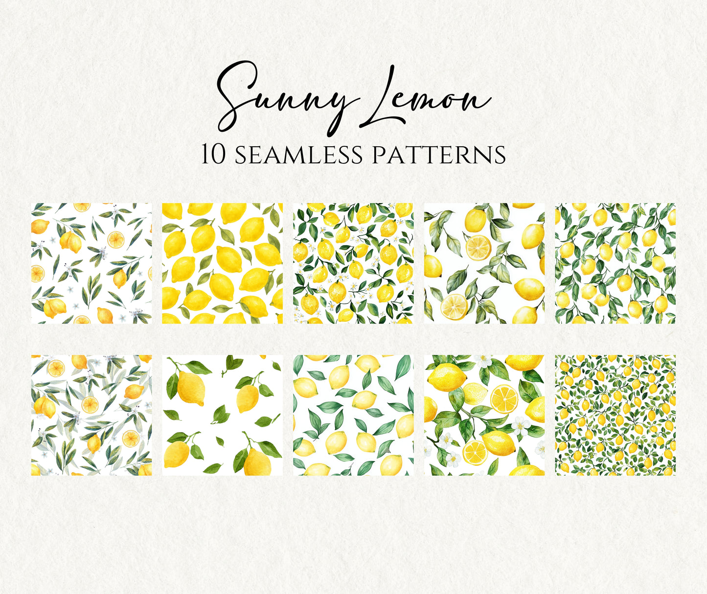 Watercolor Lemon Seamless Pattern, Citrus Digital Paper, Summer Fruit Background, Commercial Use, Lemon Tree Digital Scrapbooking Paper