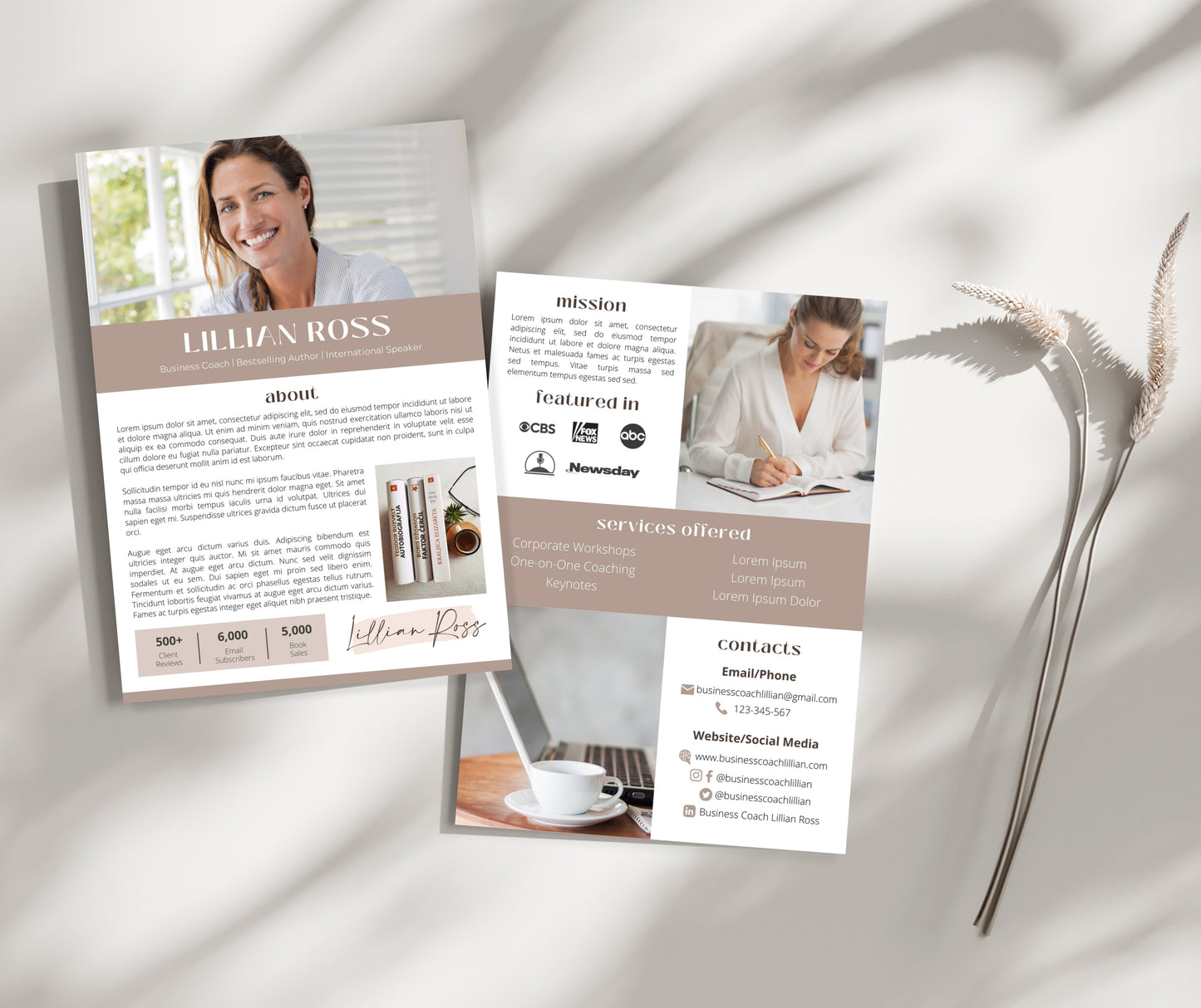 Media Kit Template for a Business Coach, Book Author, Speaker | Canva EPK for Coaches | Press Kit Canva Template for a Writer