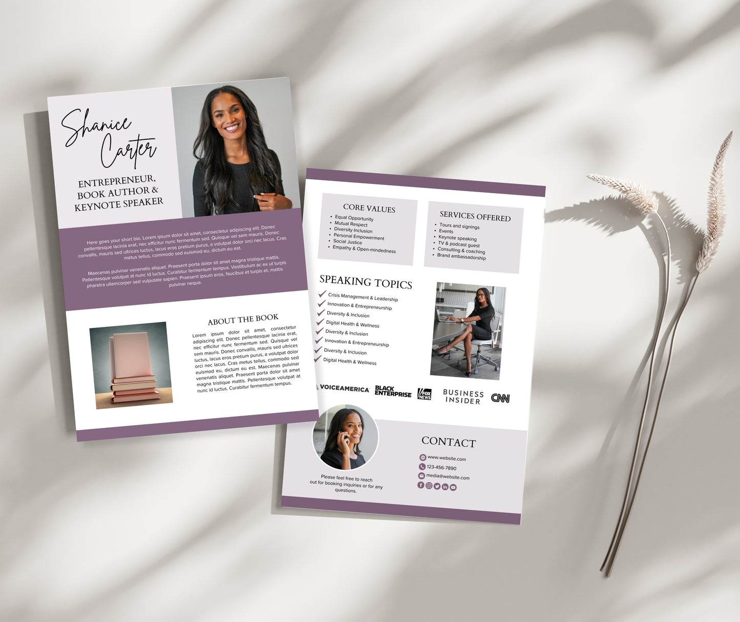 Speaker Media Kit Template, Speaker Sheet, Canva Media Kit for Keynote Speakers, Book Authors, Coaches, Entrepreneurs, EPK Canva Template