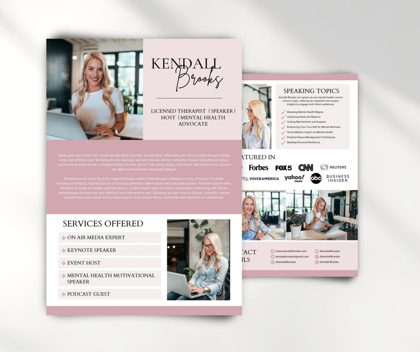 Speaker Media Kit Canva Template, Keynote Speaker EPK for Coaches Biz Owners, Professional Elegant One Sheet, Editable TV Podcast Press Kit