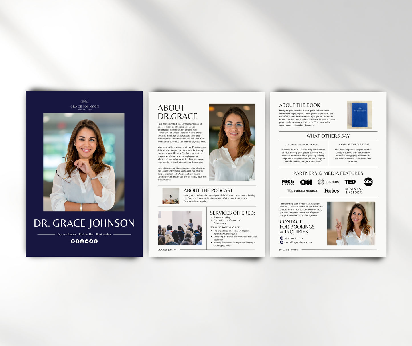 Speaker Media Kit Template, Speaker Sheet Canva Template, EPK for Keynote Speakers, Book Authors, Coaches, Entrepreneurs, Press Kit Template