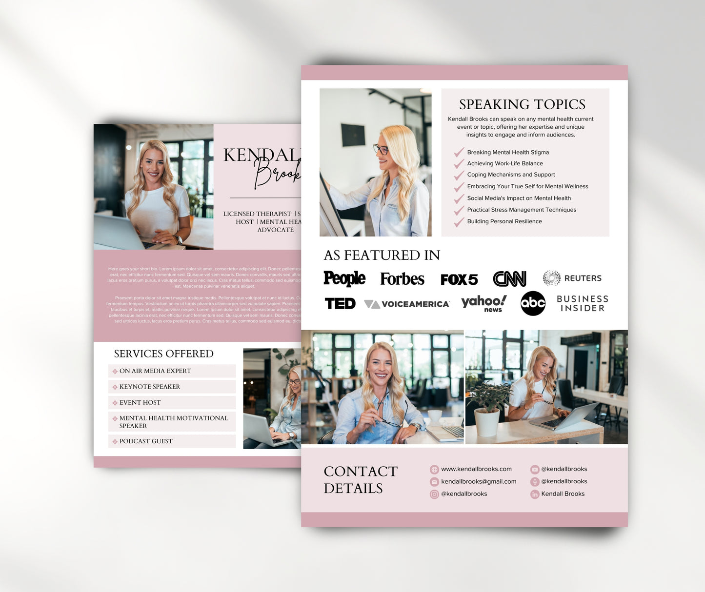 Speaker Media Kit Canva Template, Keynote Speaker EPK for Coaches Biz Owners, Professional Elegant One Sheet, Editable TV Podcast Press Kit