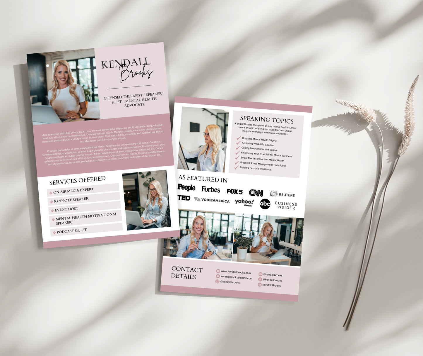 Speaker Media Kit Canva Template, Keynote Speaker EPK for Coaches Biz Owners, Professional Elegant One Sheet, Editable TV Podcast Press Kit