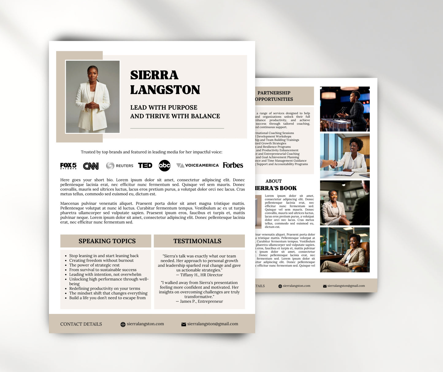 Editable Speaker Media Kit Template for Canva, Professional Speaker Sheet, Keynote Speaker, Author, Coach, Entrepreneur, Media Kit Template