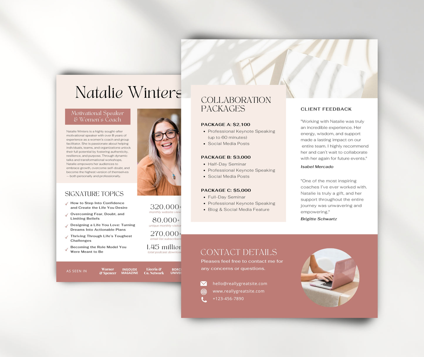 Speaker Sheet Template Canva, Editable Media Kit, Public Speaker One Sheet, Professional Speaker Profile Press Kit Template Instant Download