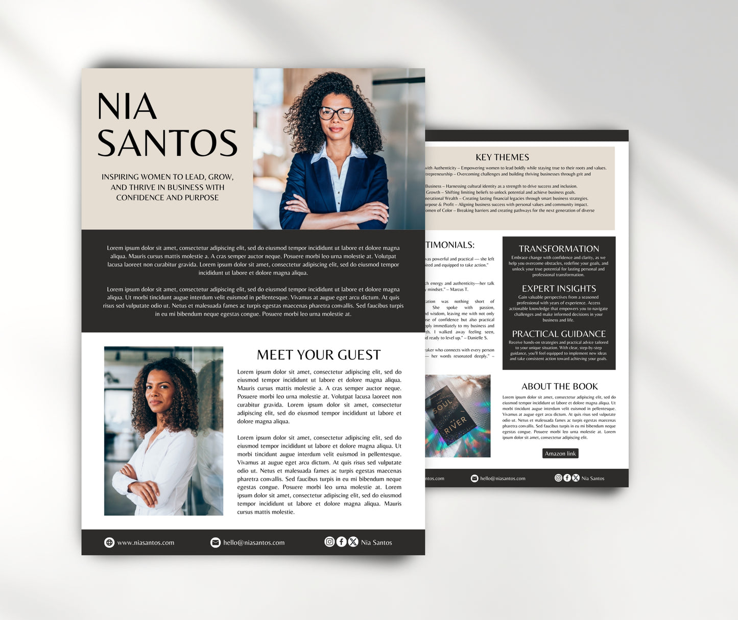 Editable Speaker Media Kit Template for Keynote Speakers, Authors, Coaches & Entrepreneurs - Canva EPK Template, Speaker Sheet, Press Kit