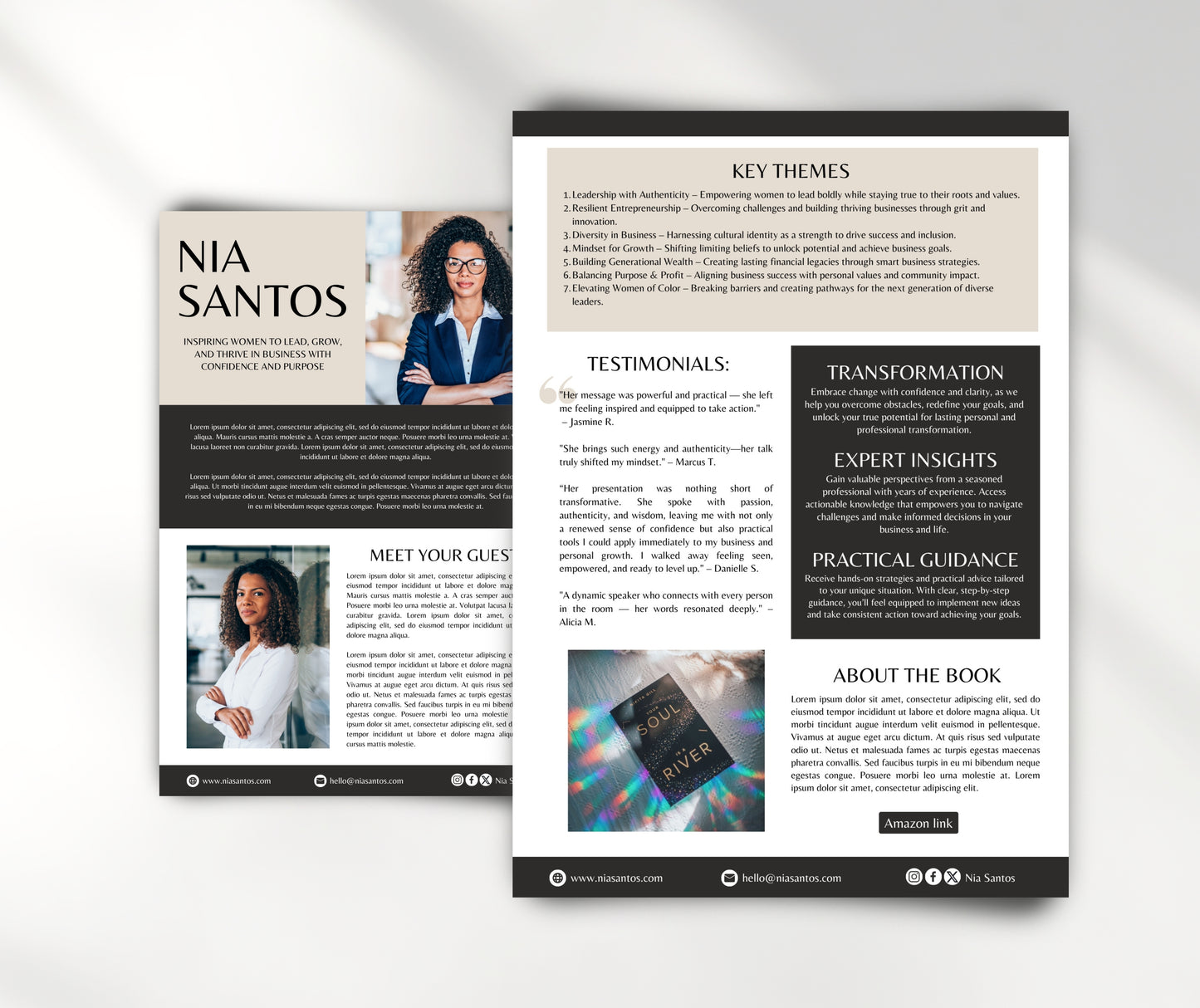 Editable Speaker Media Kit Template for Keynote Speakers, Authors, Coaches & Entrepreneurs - Canva EPK Template, Speaker Sheet, Press Kit