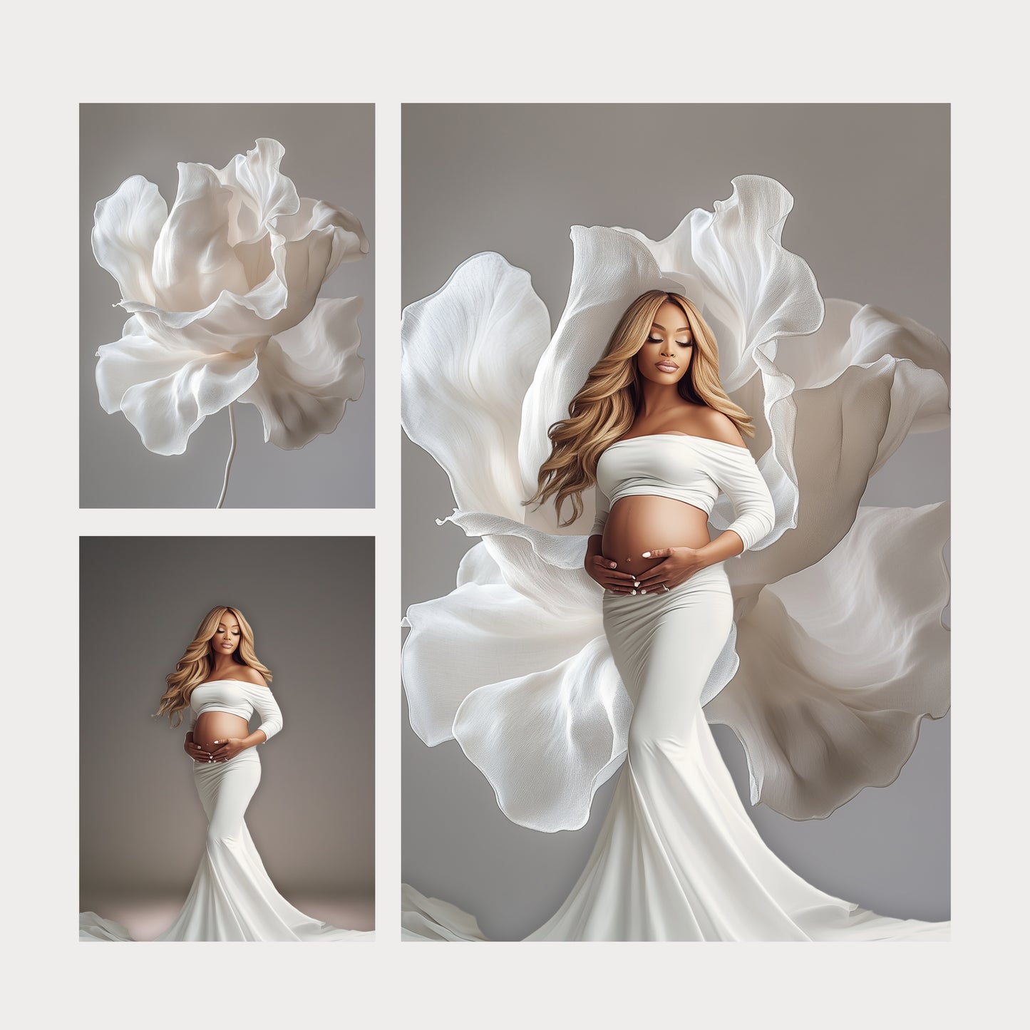 Elegant White Flower Digital Backdrops for Photoshop, High-Res Floral Backgrounds for Portraits, Maternity, Wedding, Photography Editing