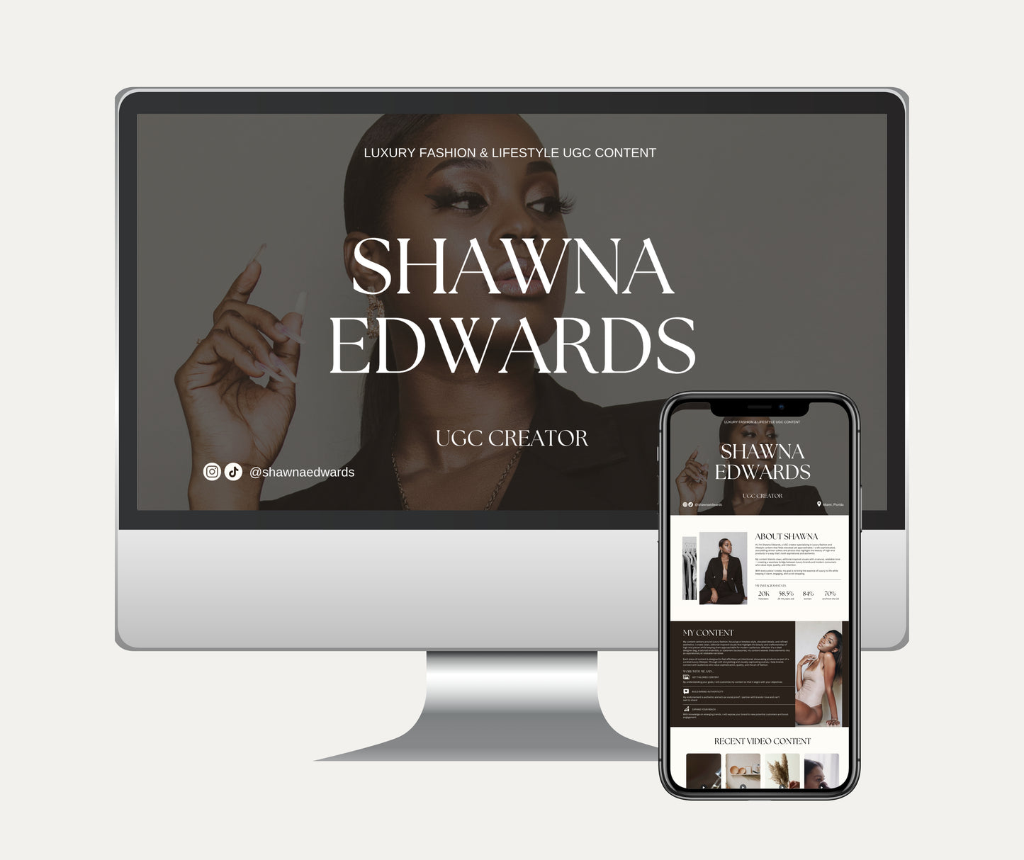 UGC Portfolio Canva Template, Editable UGC Website & Media Kit, Elegant Minimalist Design, Content Creator Portfolio, Instant Download