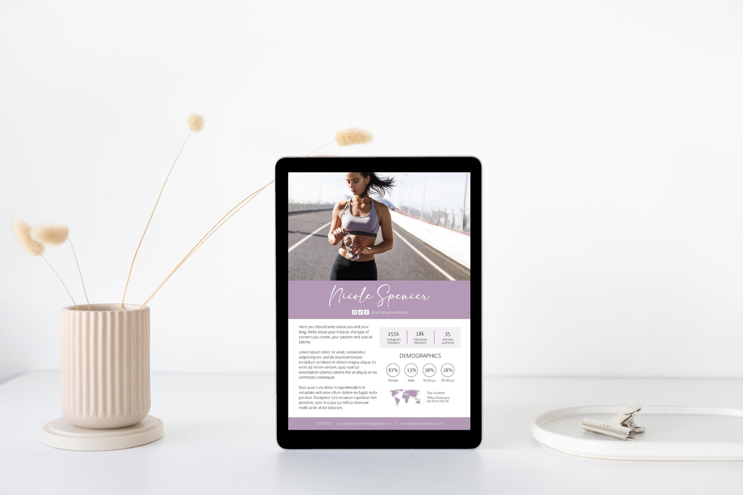 Fitness Influencer Media Kit Template | Yoga Media Kit | Instagram and TikTok Influencer Rate Card Template | Fitness Blogger Media Kit