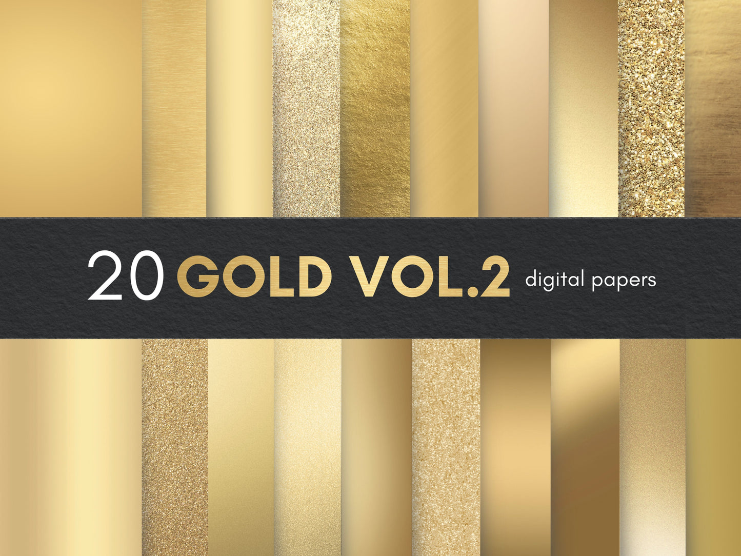 20 Gold Vol.2 Digital Paper, Gold Metallic Digital Backgrounds, Gold Foil, Digital Scrapbook Golden Paper, Gold Textures, Gold Gradients