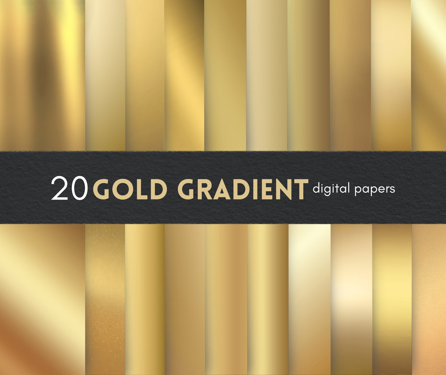 20 Gold Gradient Digital Papers, Metallic Foil Backgrounds, Gold Texture JPGs, Digital Scrapbook Paper, Canva Backgrounds, Instant Download