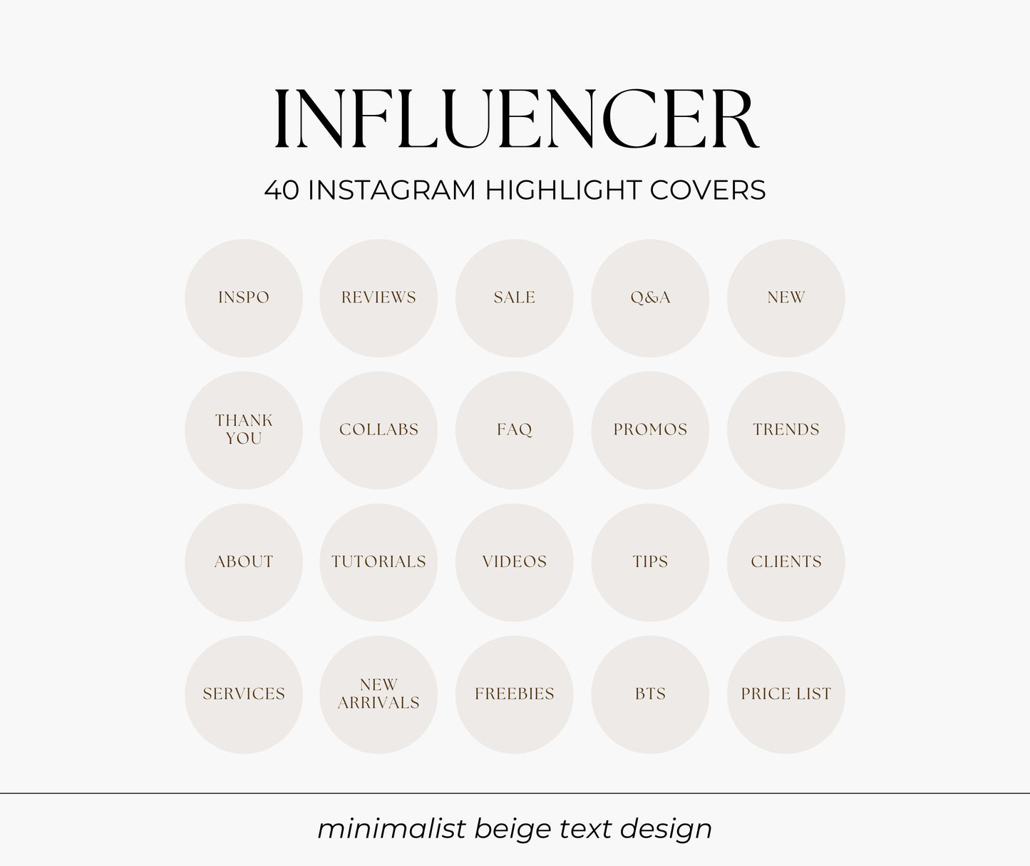 Custom Instagram Highlight Cover Templates | Beige and Brown Aesthetic Highlight | Text Highlight Covers for Business & Influencers