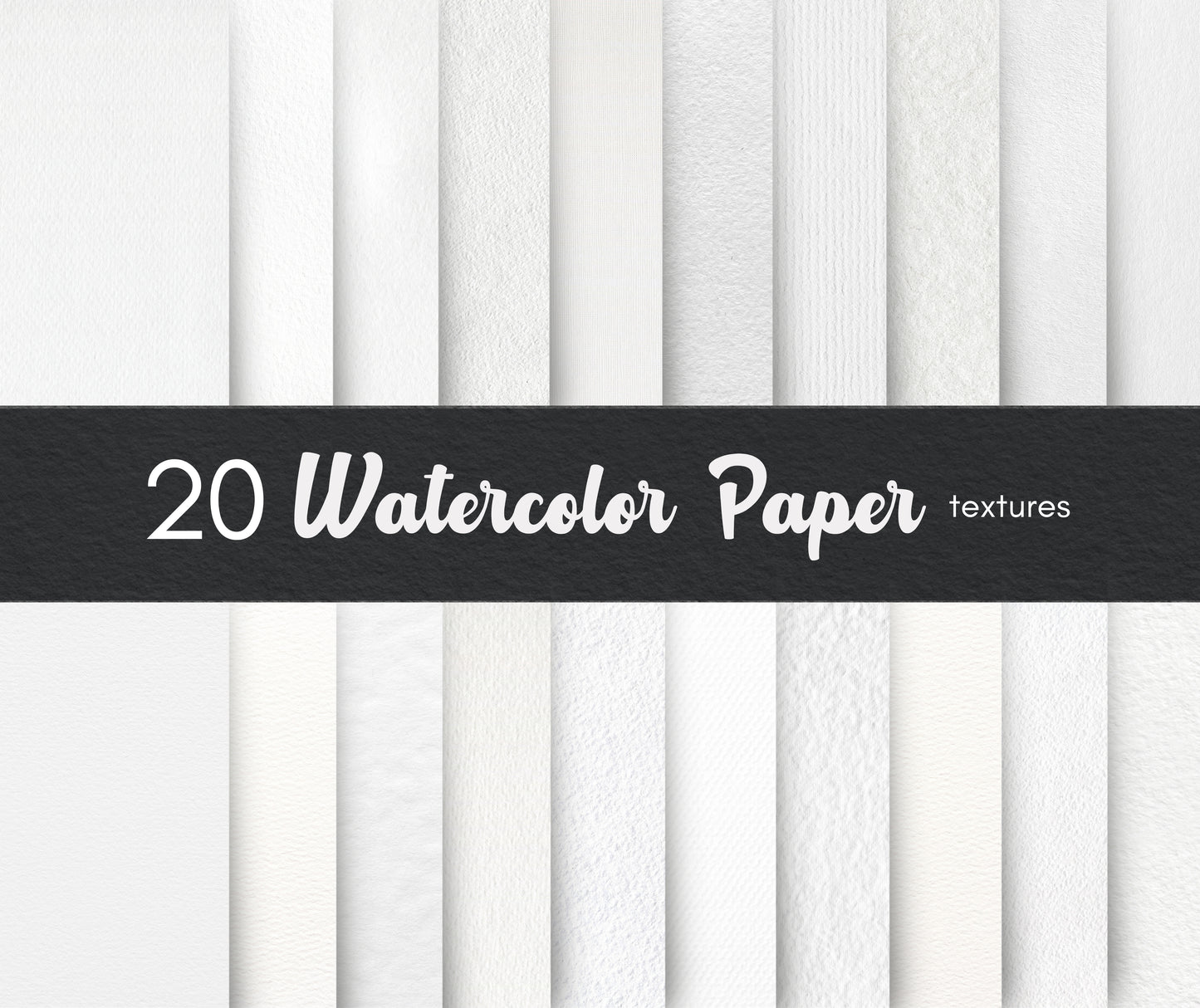 Watercolor Paper Textures – 20 Watercolour Backgrounds, Digital Scrapbook Paper, White Textured Paper, Printable Paper Backgrounds