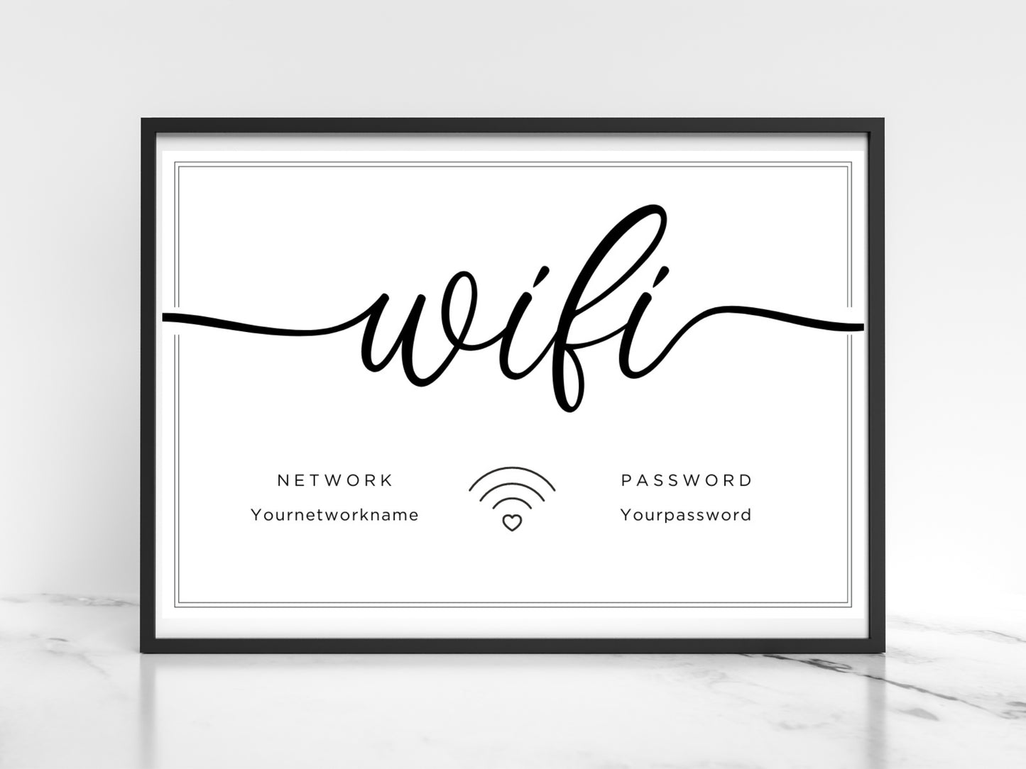 WIFI Sign Template, Wifi Password Sign Printable, Editable Wifi Password Sign for Airbnb, Instant Download, Wifi Template ~ 2x3, 5x7, 8x10