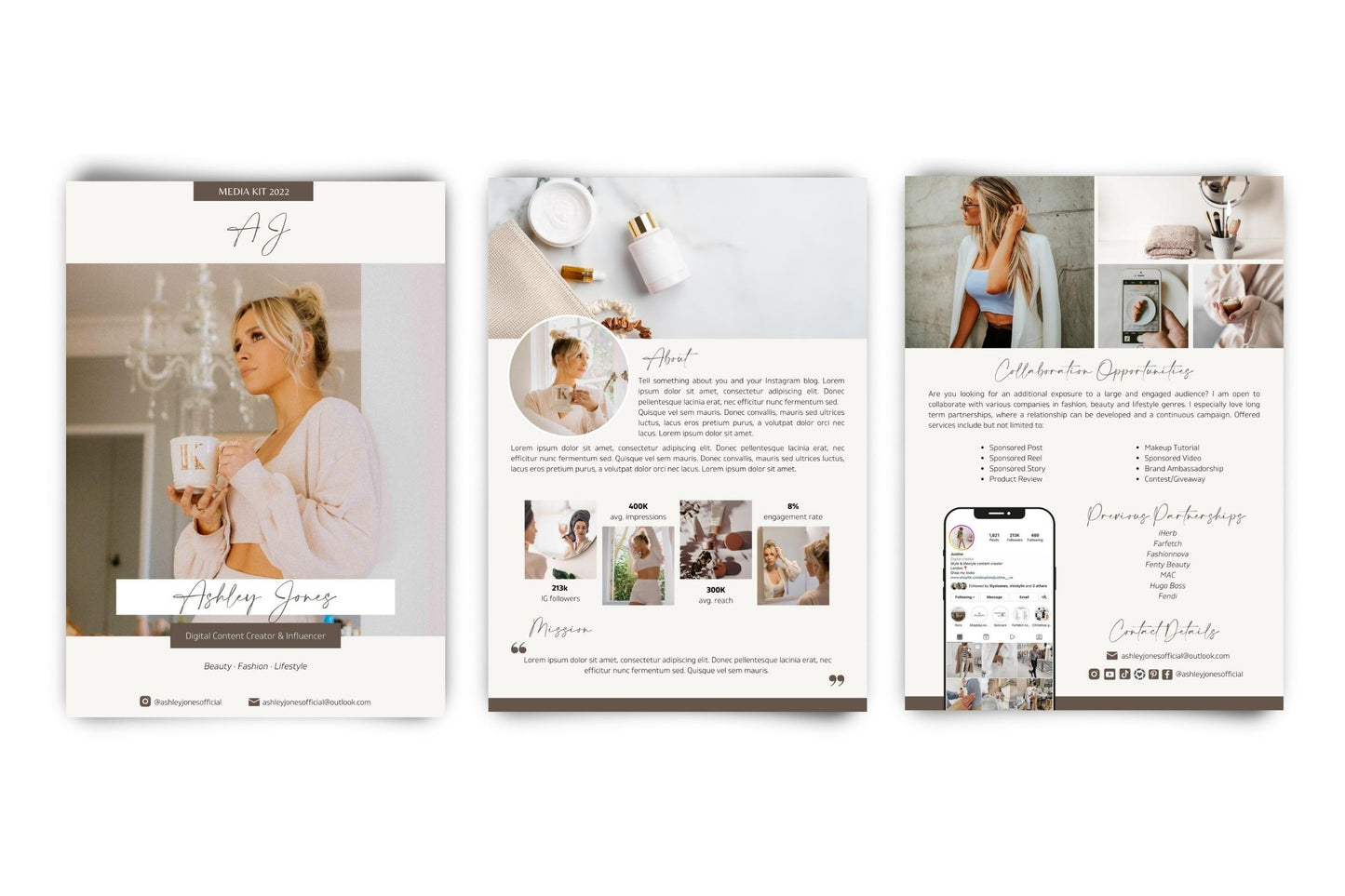 New Media Kit Template 2022 | Modern Media Kit Design | Digital Content Creator Media Kit | Instagram Influencer Media Kit