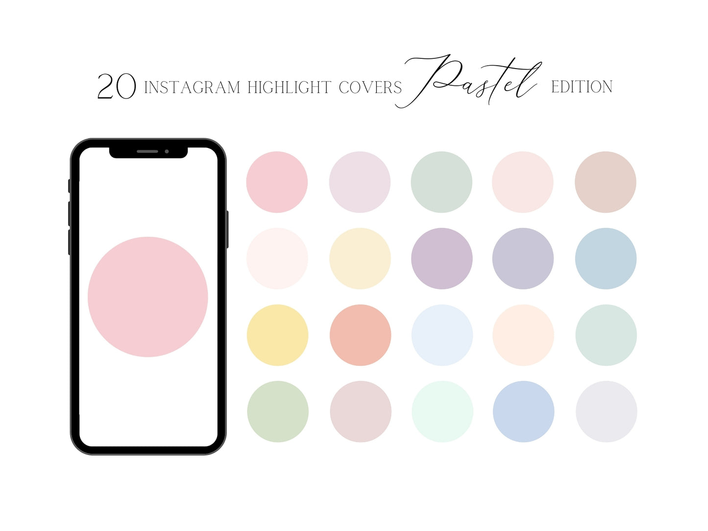 20 Pastel Highlight Covers | Solid Colors Instagram Story Highlights | Solid Pastel Color IG Highlight Covers | Pastel Tones