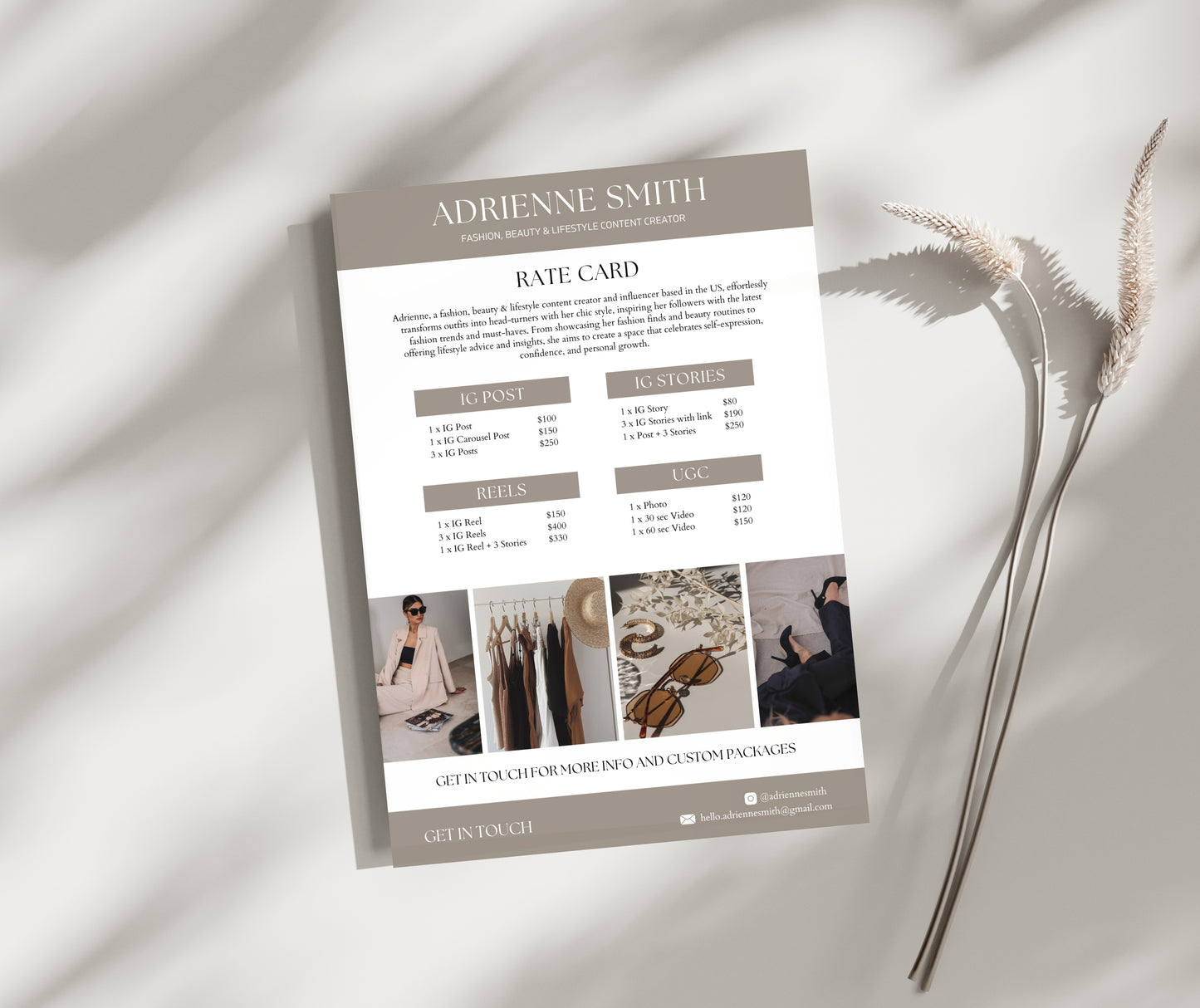 Content Creator Rate Card Template, Editable Influencer Rate Card Canva Template, UGC Price Sheet, Modern Rate Sheet Template