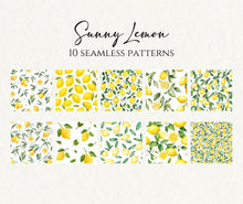 Load image into Gallery viewer, Watercolor Lemon Seamless Pattern, Citrus Digital Paper, Summer Fruit Background, Commercial Use, Lemon Tree Digital Scrapbooking Paper
