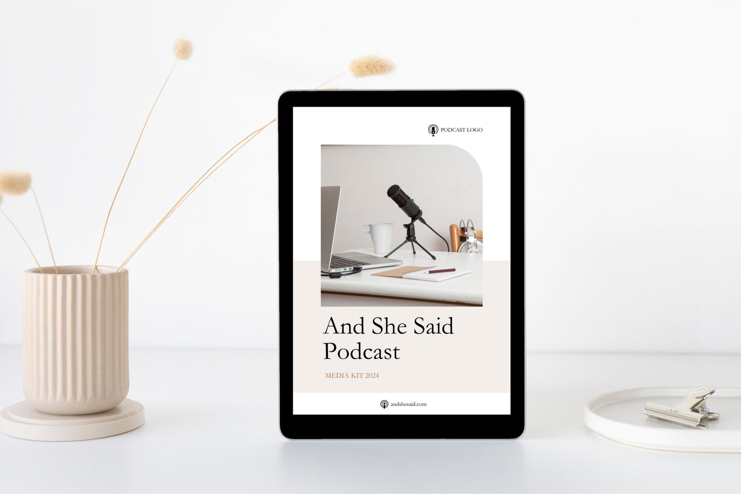 Podcast Media Kit Template, Podcast Rate Card, 3 Paged Neutral Tones Media Kit Canva Template
