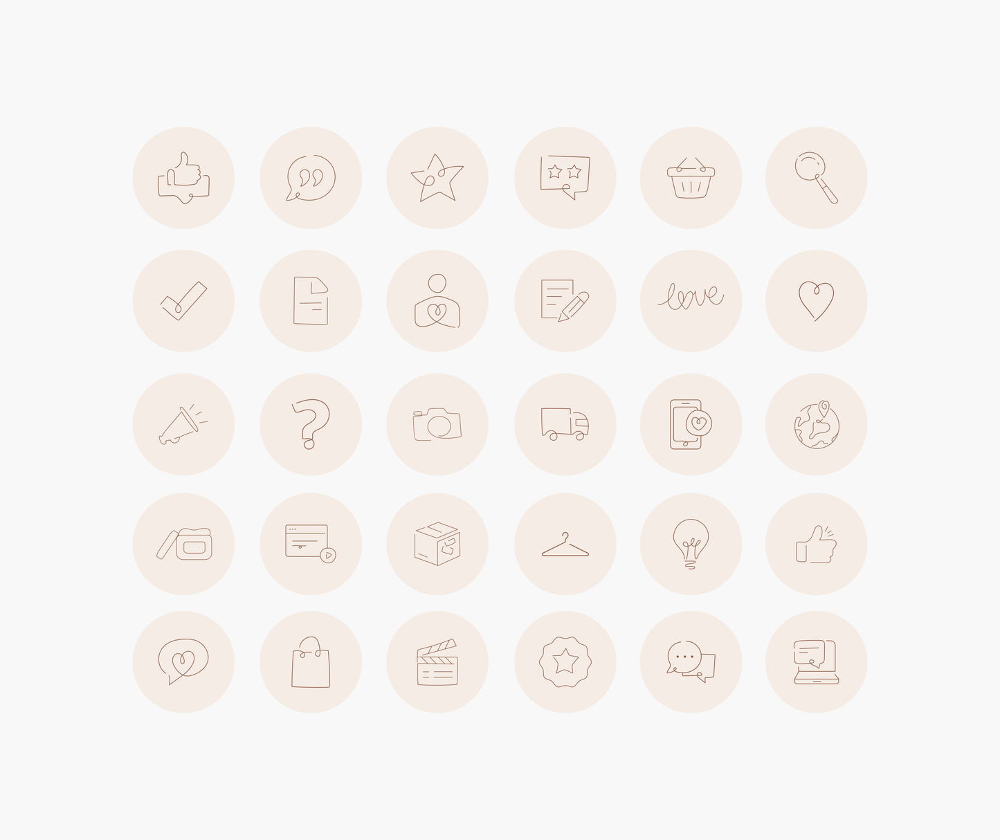 30 Business Instagram Highlight Covers | Beige and Brown Aesthetic Highlight Icons | Highlight Covers for Online Store, Ecommerce, Skincare