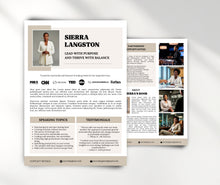 Load image into Gallery viewer, Editable Speaker Media Kit Template for Canva, Professional Speaker Sheet, Keynote Speaker, Author, Coach, Entrepreneur, Media Kit Template
