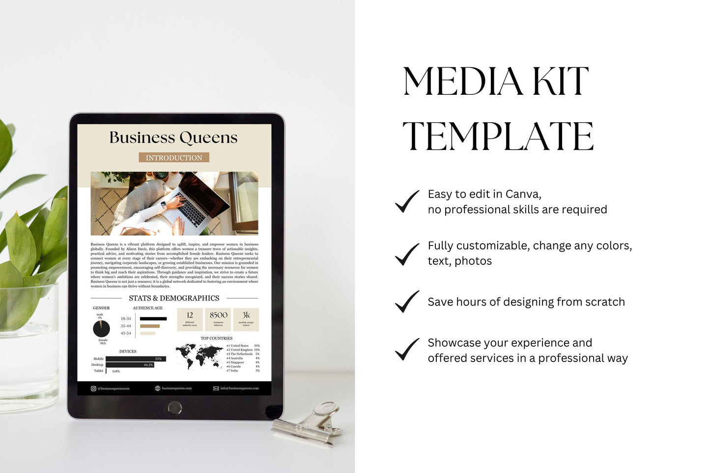 Editable Online Magazine Media Kit Template | Canva Media Kit for Digital Publishers & Blogs | Website Media Kit with Advertising Rates