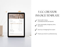 Load image into Gallery viewer, UGC Creator Invoice Template, UGC Invoice Canva Template, Digital Content Creator Invoice Template, Editable Canva Invoice
