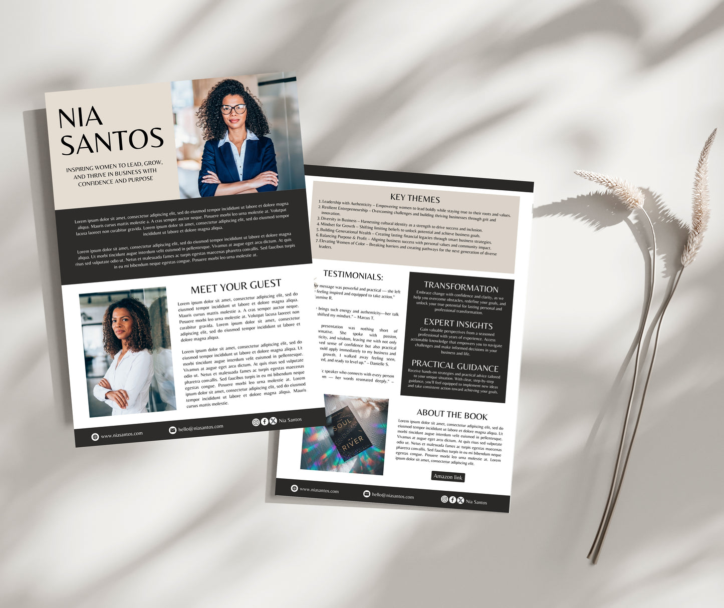 Editable Speaker Media Kit Template for Keynote Speakers, Authors, Coaches & Entrepreneurs - Canva EPK Template, Speaker Sheet, Press Kit