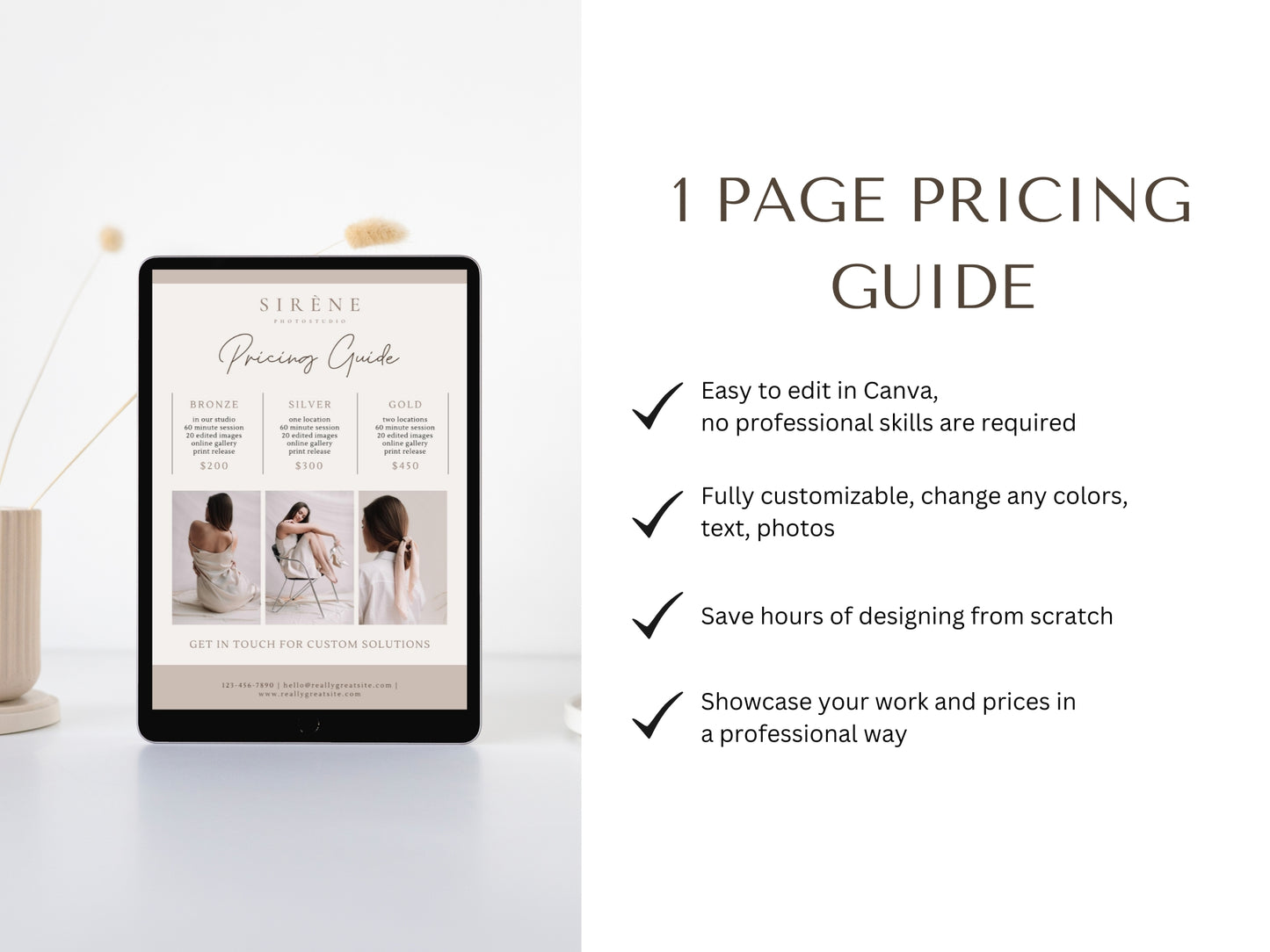 Photography Pricing Guide Template | Photo Studio Pricing Guide Canva Template | Photographer Price List Template | Minimalist Rate Card