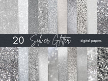 Load image into Gallery viewer, Silver Glitter Digital Paper, Silver Shimmer Background, Silver Glitter Texture, Commercial Use Instant Download Digital Paper
