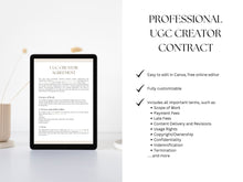Load image into Gallery viewer, UGC Creator Contract | UGC Contract Template | Professional UGC Creator Agreement | Ugc invoice | Influencer, Content Creator Contract
