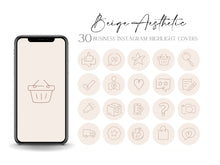 Load image into Gallery viewer, 30 Business Instagram Highlight Covers | Beige and Brown Aesthetic Highlight Icons | Highlight Covers for Online Store, Ecommerce, Skincare
