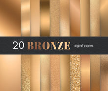 Load image into Gallery viewer, 20 Bronze Digital Papers, Bronze Metallic Digital Backgrounds, Bronze Foil, Digital Scrapbook Paper, Bronze Textures, Bronze Gradients
