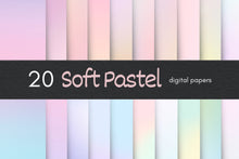 Load image into Gallery viewer, Soft Pastel Digital Paper, Pastel Gradients, Macaron Color Backgrounds, Pastel Rainbow Digital Scrapbook Paper, Photoshop Backgrounds
