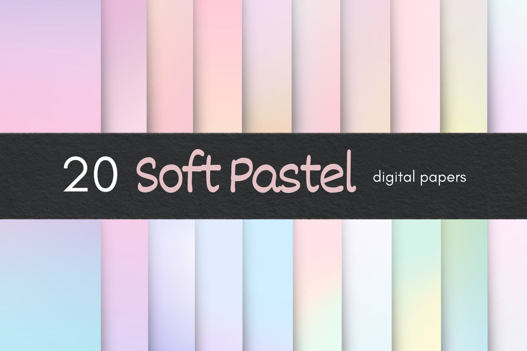 Soft Pastel Digital Paper, Pastel Gradients, Macaron Color Backgrounds, Pastel Rainbow Digital Scrapbook Paper, Photoshop Backgrounds