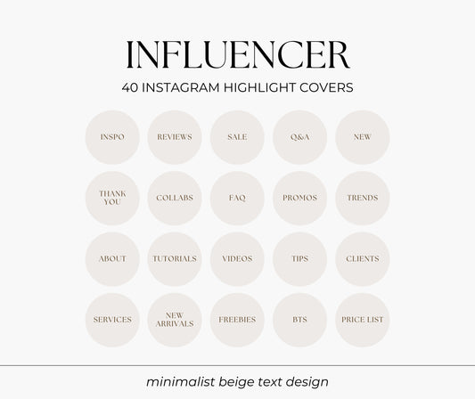 Custom Instagram Highlight Cover Templates | Beige and Brown Aesthetic Highlight | Text Highlight Covers for Business & Influencers
