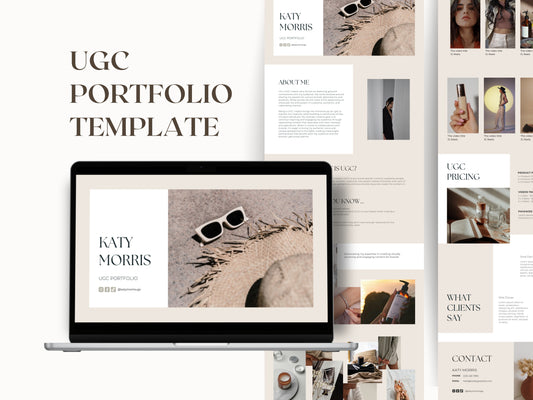 UGC Portfolio Template, UGC Media Kit Canva Website Template, UGC Online Portfolio, Ugc Rate Card, Ugc Landing Page Neutral Tones