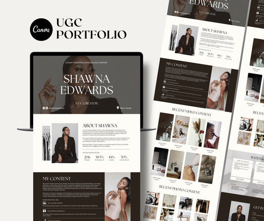 UGC Portfolio Canva Template, Editable UGC Website & Media Kit, Elegant Minimalist Design, Content Creator Portfolio, Instant Download