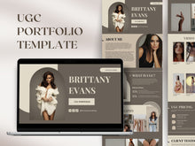 Load image into Gallery viewer, UGC Portfolio Template, UGC Canva Website Template, UGC Media KitTemplate, Ugc Rate Card, Ugc Landing Page Neutral Tones
