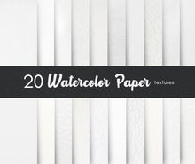 Load image into Gallery viewer, Watercolor Paper Textures – 20 Watercolour Backgrounds, Digital Scrapbook Paper, White Textured Paper, Printable Paper Backgrounds
