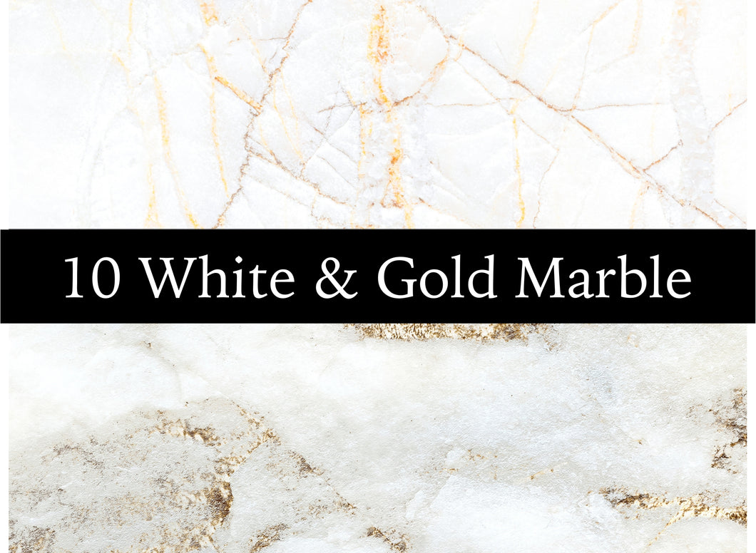 10 White and Gold Marble Digital Paper