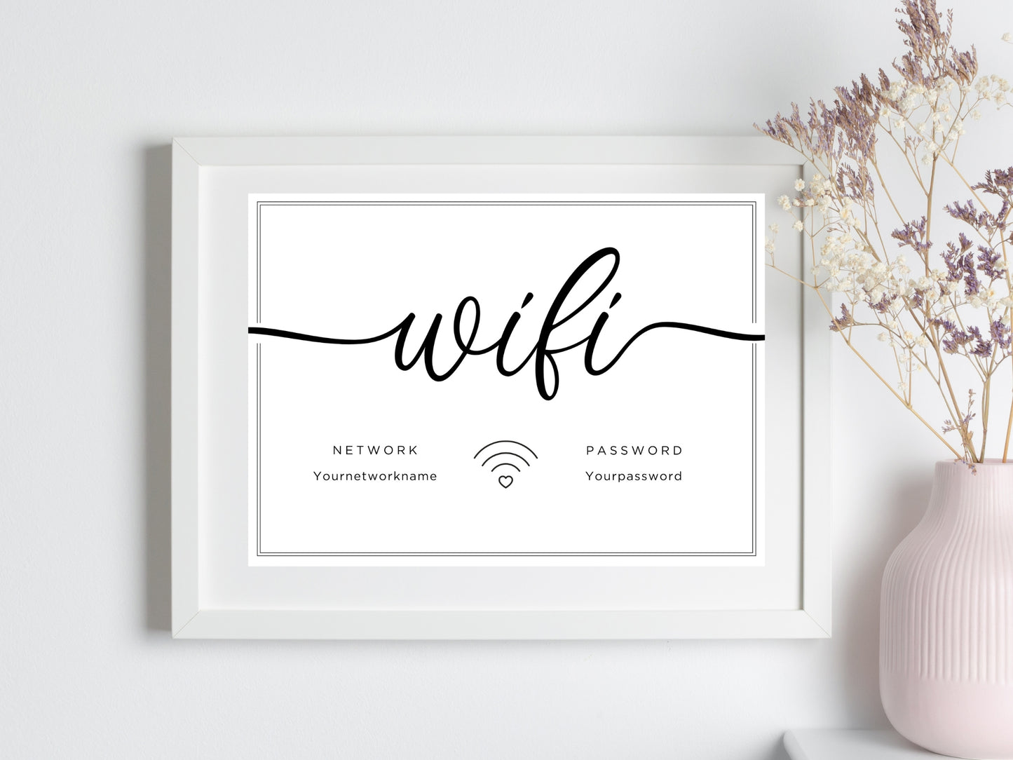 WIFI Sign Template, Wifi Password Sign Printable, Editable Wifi Password Sign for Airbnb, Instant Download, Wifi Template ~ 2x3, 5x7, 8x10