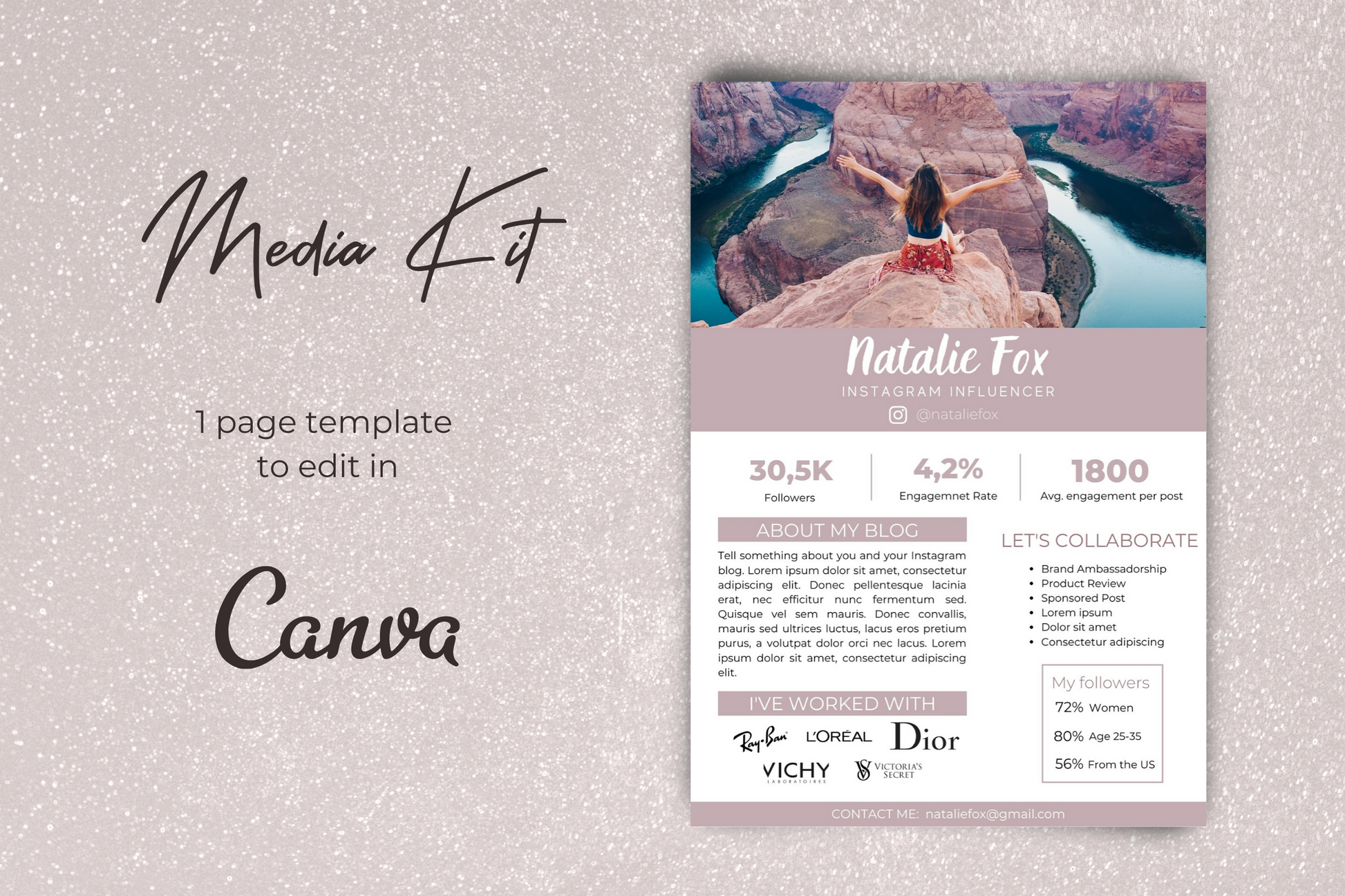 instagram influencer media kit template