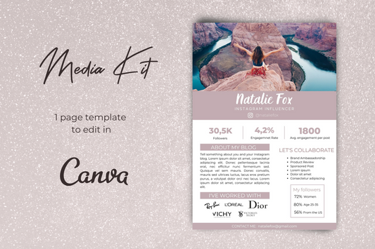 instagram influencer media kit template